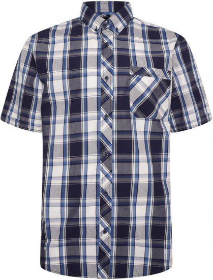 Kam Jeans 6301 SS Casual Check Shirt Navy - Cămăși - Cămăși Bărbați Mărimi Mari