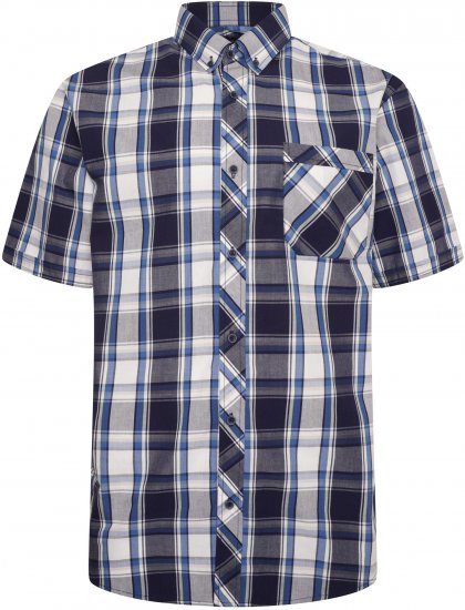Kam Jeans 6301 Casual Check Short Sleeve Shirt Navy - Cămăși - Cămăși Bărbați Mărimi Mari