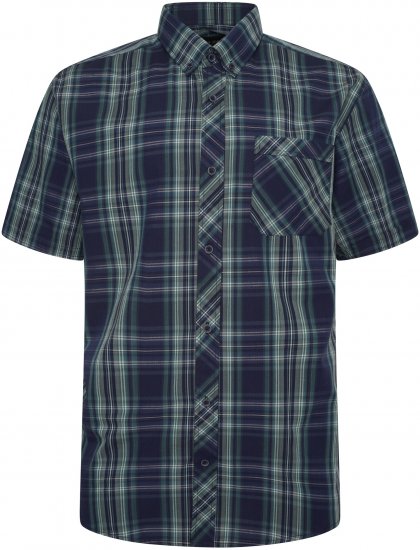Kam Jeans 6301 Kam Jeans 6301 Casual Check Short Sleeve Shirt Teal - Cămăși - Cămăși Bărbați Mărimi Mari