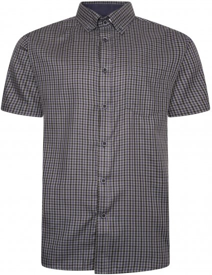 Kam Jeans 6302 Casual Gingham Check Shirt Charcoal - Cămăși - Cămăși Bărbați Mărimi Mari