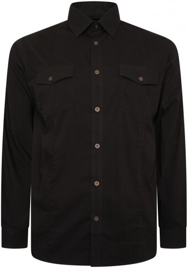 Kam Jeans 6305 Long Sleeve Retro Stretch Shirt Black - Cămăși - Cămăși Bărbați Mărimi Mari