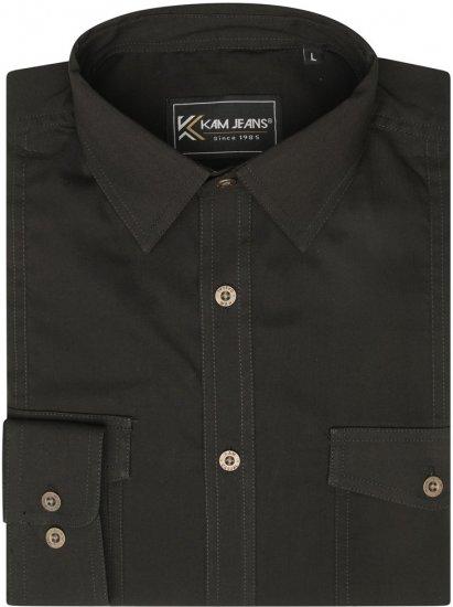 Kam Jeans 6305 Long Sleeve Retro Stretch Shirt Black - Cămăși - Cămăși Bărbați Mărimi Mari