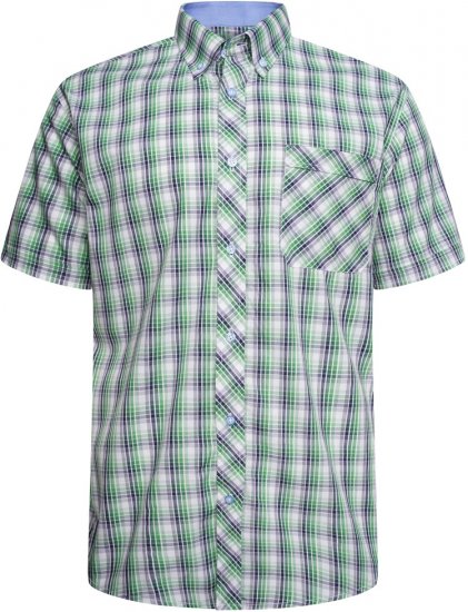 Kam Jeans 6311 Casual Check Short Sleeve Shirt Mint - Cămăși - Cămăși Bărbați Mărimi Mari