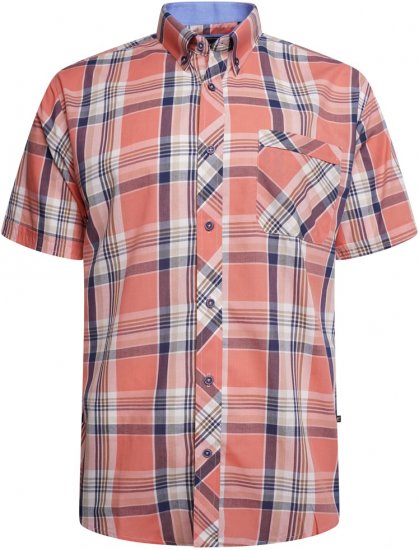 Kam Jeans 6312 Casual Check Short Sleeve Shirt Light Red - Cămăși - Cămăși Bărbați Mărimi Mari