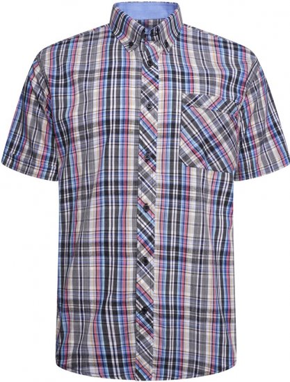 Kam Jeans 6313 Casual Check Short Sleeve Shirt Grey - Cămăși - Cămăși Bărbați Mărimi Mari