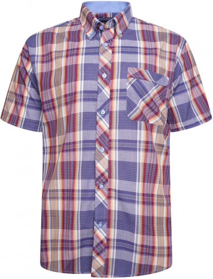 Kam Jeans 6314 Casual Check Short Sleeve Shirt Burgundy - Cămăși - Cămăși Bărbați Mărimi Mari
