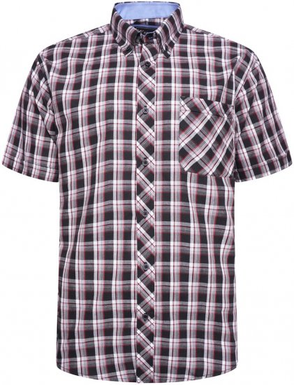 Kam Jeans 6316 Casual Check Short Sleeve Shirt Black - Cămăși - Cămăși Bărbați Mărimi Mari