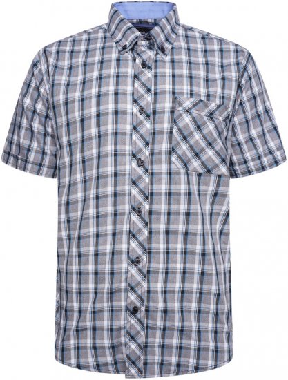 Kam Jeans 6316 Casual Check Short Sleeve Shirt Charcoal - Cămăși - Cămăși Bărbați Mărimi Mari