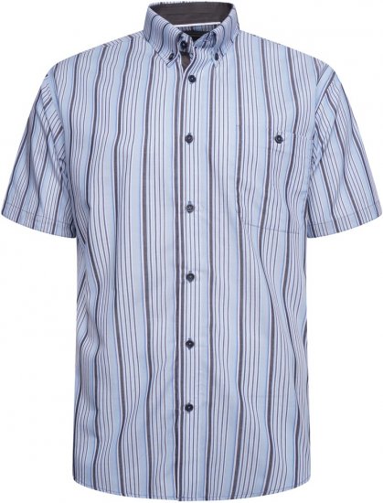 Kam Jeans 6320 Casual Stripe Short Sleeve Shirt Sky Blue - Cămăși - Cămăși Bărbați Mărimi Mari