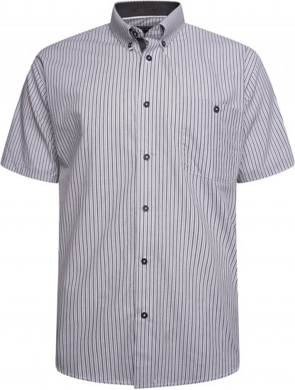 Kam Jeans 6321 Casual Stripe Short Sleeve Shirt Charcoal - Cămăși - Cămăși Bărbați Mărimi Mari