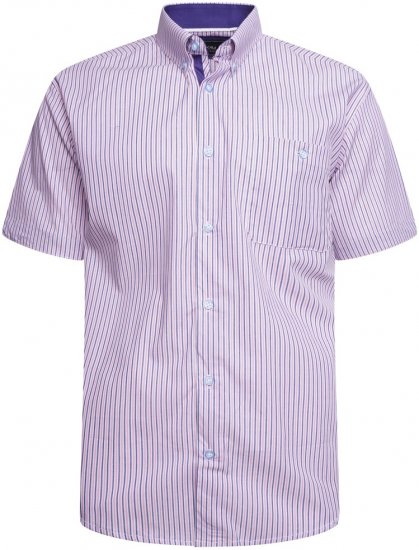 Kam Jeans 6321 Casual Stripe Short Sleeve Shirt Pink - Cămăși - Cămăși Bărbați Mărimi Mari