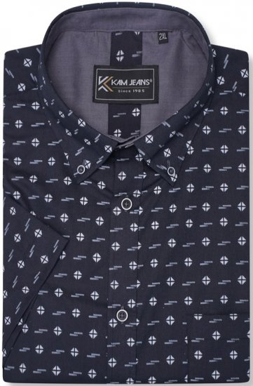 Kam Jeans 6325 Dobby Print Short Sleeve Shirt Black - Cămăși - Cămăși Bărbați Mărimi Mari