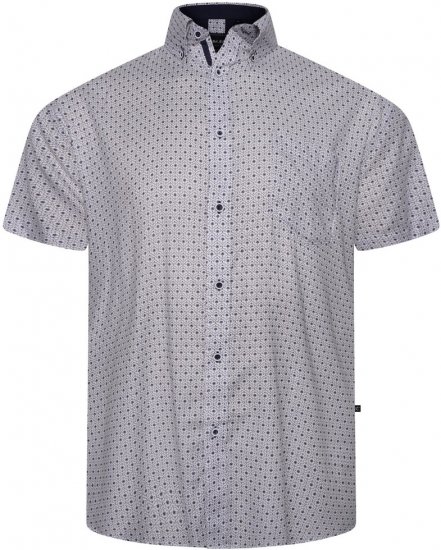 Kam Jeans 6328 AOP Geo Print Short Sleeve Shirt Charcoal - Cămăși - Cămăși Bărbați Mărimi Mari