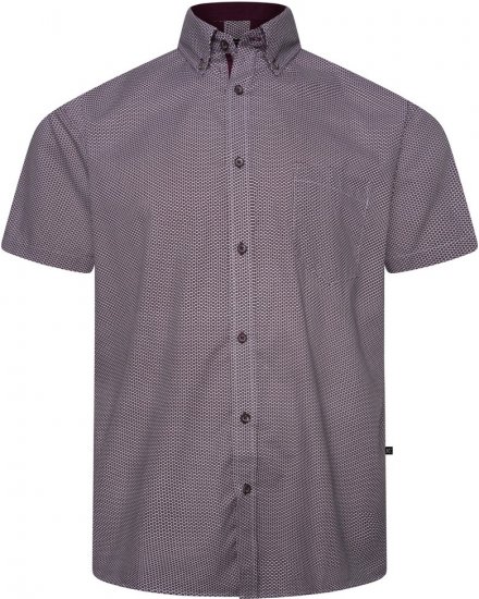 Kam Jeans 6332 AOP Dobby Print Shirt Burgundy - Cămăși - Cămăși Bărbați Mărimi Mari