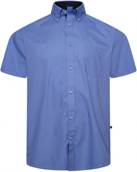 Kam Jeans 6333 AOP Dobby Print Shirt Blue - Cămăși - Cămăși Bărbați Mărimi Mari