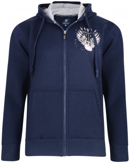Kam Jeans 7003 Hoodie Navy - Pulovere & hanorace - Pulovere & Hanorace Bărbați Mărimi Mari