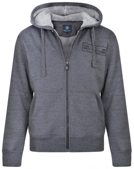Kam Jeans 7006 Sherpa Lined Hoodie Charcoal - Pulovere & hanorace - Pulovere & Hanorace Bărbați Mărimi Mari