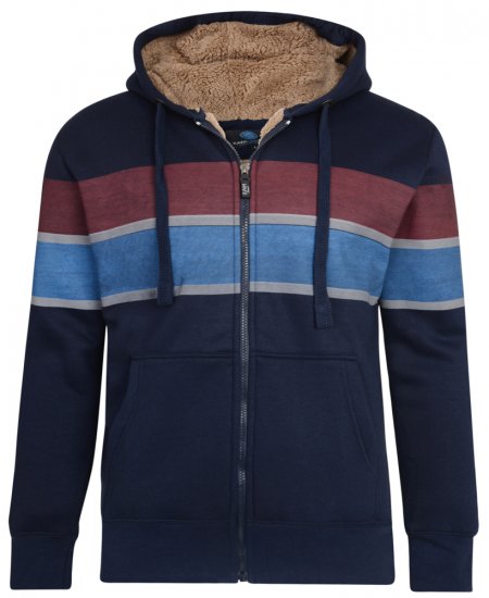 Kam Jeans 7007 Sherpa Lined Hoodie Navy - Pulovere & hanorace - Pulovere & Hanorace Bărbați Mărimi Mari