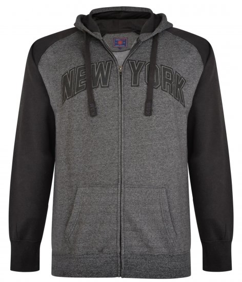 Kam Jeans Zip Thru Hoody Black - Pulovere & hanorace - Pulovere & Hanorace Bărbați Mărimi Mari