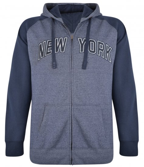 Kam Jeans Zip Thru Hoody Navy - Pulovere & hanorace - Pulovere & Hanorace Bărbați Mărimi Mari