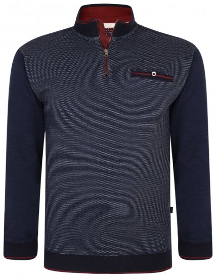 Kam Jeans 7020 Zip-collar Top Navy - Pulovere & hanorace - Pulovere & Hanorace Bărbați Mărimi Mari
