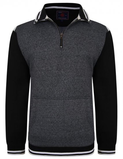 Kam Jeans 7032 Casual Sweater Black - Pulovere & hanorace - Pulovere & Hanorace Bărbați Mărimi Mari