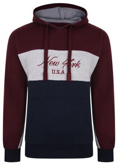 Kam Jeans 7033 NY Over The Head Hoodie Burgundy - Pulovere & hanorace - Pulovere & Hanorace Bărbați Mărimi Mari