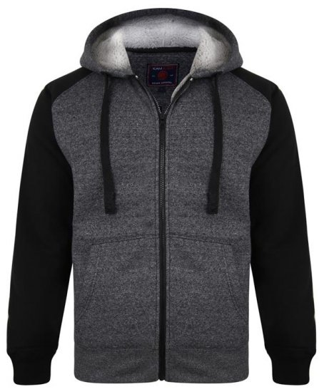 Kam Jeans 7037 Sherpa Raglan Hoodie Black - Pulovere & hanorace - Pulovere & Hanorace Bărbați Mărimi Mari