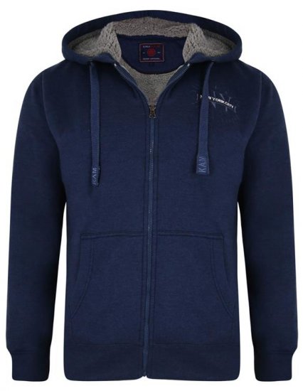 Kam Jeans 7038 Sherpa Lined Hoodie Indigo - Pulovere & hanorace - Pulovere & Hanorace Bărbați Mărimi Mari