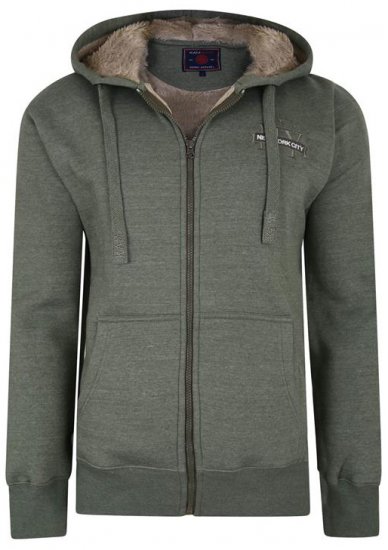 Kam Jeans 7038 Sherpa Lined Hoodie Khaki - Pulovere & hanorace - Pulovere & Hanorace Bărbați Mărimi Mari