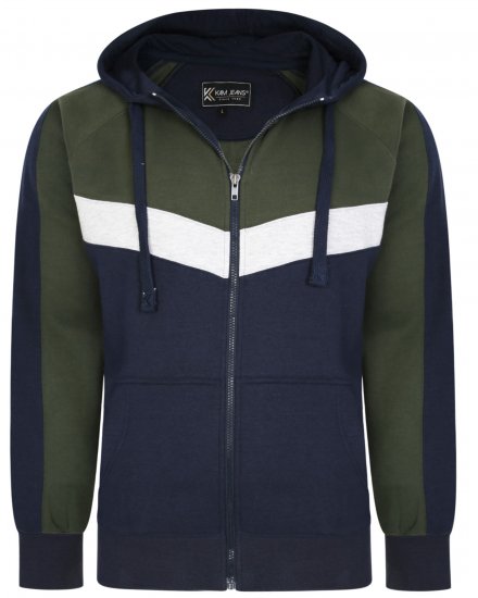 Kam Jeans 7048 Chevron Panelled Hoodie Khaki - Pulovere & hanorace - Pulovere & Hanorace Bărbați Mărimi Mari
