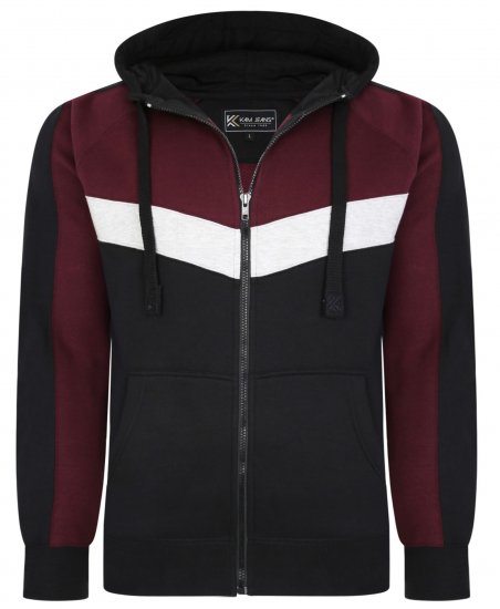 Kam Jeans 7048 Chevron Panelled Hoodie Burgundy - Pulovere & hanorace - Pulovere & Hanorace Bărbați Mărimi Mari