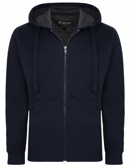 Kam Jeans 7051 Quilted Jersey Zip Thru Hoody Navy - Pulovere & hanorace - Pulovere & Hanorace Bărbați Mărimi Mari