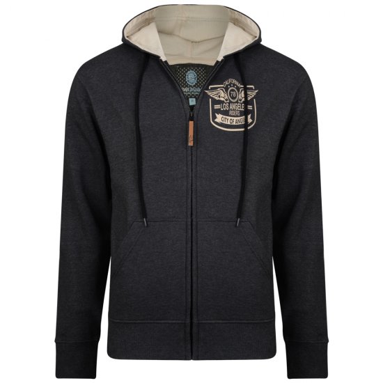Kam Jeans 706 L.A. Riders Hoodie Charcoal - Pulovere & hanorace - Pulovere & Hanorace Bărbați Mărimi Mari