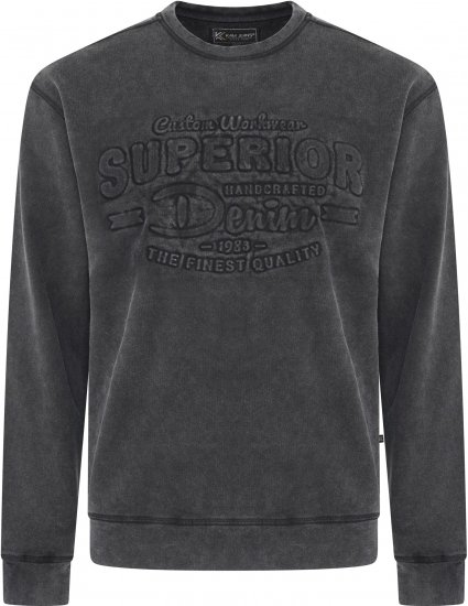 Kam Jeans 7065 Crew Neck Washed Embossed Sweatshirt Black TALL SIZES - ÎMBRĂCĂMINTE BĂRBAȚI MT-6XLT - Tall dimensiuni bărbați