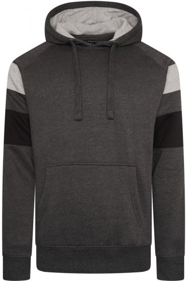 Kam Jeans 7068 Cut & Sew Over Head Hoody Charcoal - Pulovere & hanorace - Pulovere & Hanorace Bărbați Mărimi Mari