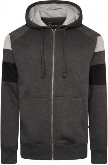 Kam Jeans 7069 Cut & Saw Zip Thru Hoody Charcoal - Pulovere & hanorace - Pulovere & Hanorace Bărbați Mărimi Mari