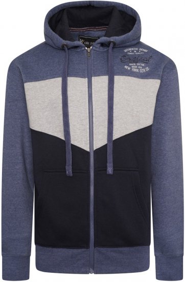Kam Jeans 7070 Panelled Hoody with EMB Blue - Pulovere & hanorace - Pulovere & Hanorace Bărbați Mărimi Mari