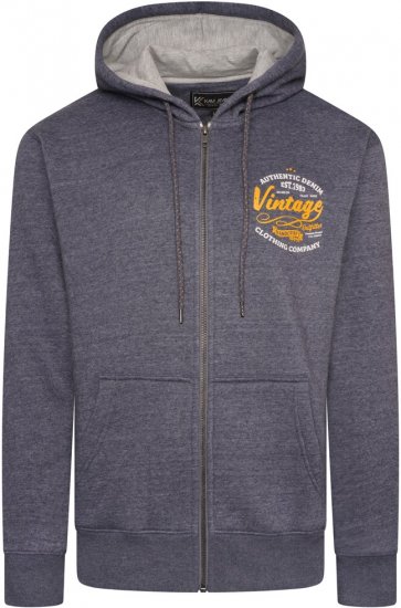 Kam Jeans 7073 Zip Thru Vintage EMB Hoody Blue Nights - Pulovere & hanorace - Pulovere & Hanorace Bărbați Mărimi Mari