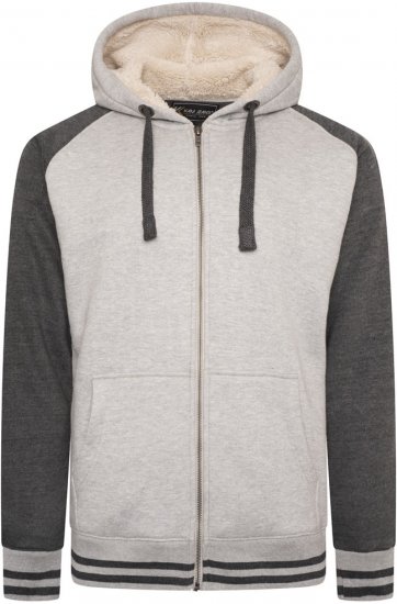 Kam Jeans 7075 Raglan Zip Thru Sherpa Hoodie Grey - Pulovere & hanorace - Pulovere & Hanorace Bărbați Mărimi Mari