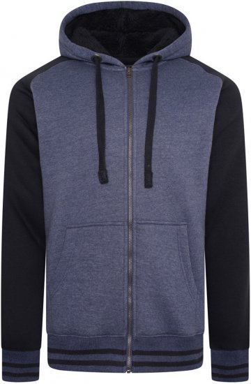 Kam Jeans 7075 Raglan Zip Thru Sherpa Hoodie Royal Blue - Pulovere & hanorace - Pulovere & Hanorace Bărbați Mărimi Mari