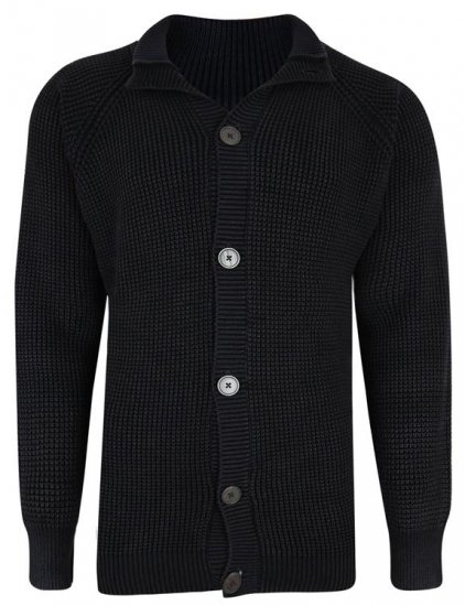 Kam Jeans 79 Washed Effect Knitted Black Cardigan - Pulovere & hanorace - Pulovere & Hanorace Bărbați Mărimi Mari