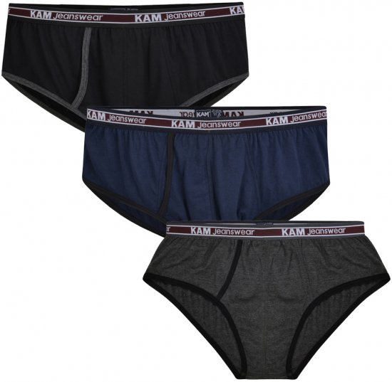 Kam Jeans 806 Underwear Black, Charcoal, Navy 3-Pack - Lenjerie intimă & costum baie - Lenjerie Intimă Bărbați Mărimi Mari