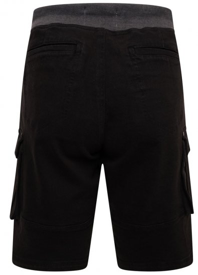 Kam Jeans Elvio Rib Waist Stretch Shorts Black - Pantaloni scurți - Pantaloni Scurți Mărimi mari Bărbați 