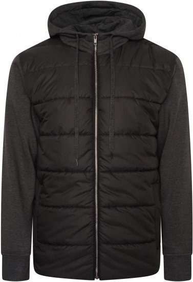 Kam Jeans KV135 Quilted Zip Thru Hoody with Padded Body & Jersey Sleeves Black TALL SIZES - ÎMBRĂCĂMINTE BĂRBAȚI MT-6XLT - Tall dimensiuni bărbați