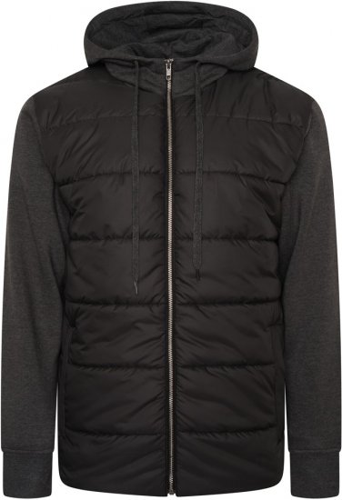 Kam Jeans KV135 Quilted Zip Thru Hoody with Padded Body & Jersey Sleeves Black - Geci - Geci Bărbați Mărimi Mari