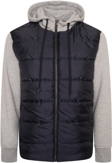Kam Jeans KV135 Quilted Zip Thru Hoody with Padded Body & Jersey Sleeves Navy TALL SIZES - ÎMBRĂCĂMINTE BĂRBAȚI MT-6XLT - Tall dimensiuni bărbați