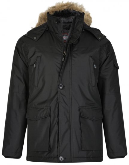 Kam Jeans KV97 Padded Winter Jacket Black - Geci - Geci Bărbați Mărimi Mari