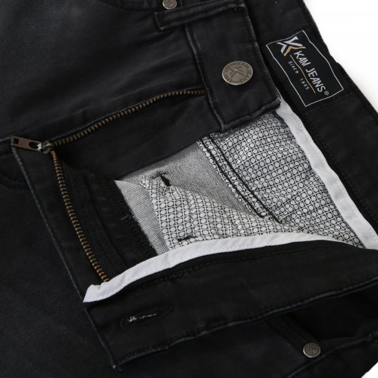 Kam Jeans Nunez Knitted Denim Stretch Fashion Jeans Charcoal - Blugi & pantaloni - Blugi & Pantaloni Bărbați Mărimi Mari