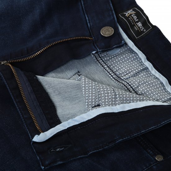 Kam Jeans Nunez Knitted Denim Stretch Fashion Jeans Dark Blue - Blugi & pantaloni - Blugi & Pantaloni Bărbați Mărimi Mari